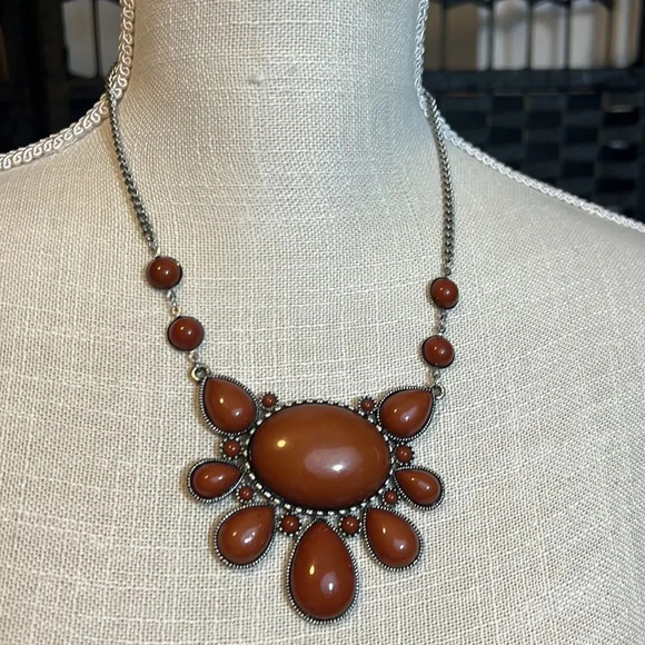 Brown Beaded Statement Necklace - Picture 4 of 7